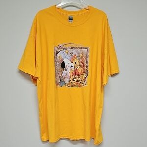 Gildan Cotton Yellow Fall Snoopy Tee Size 2XL